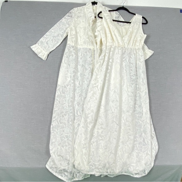 Vintage Bard's Nightgown & Robe Set Floral Sheer Floor Length - Picture 1 of 14